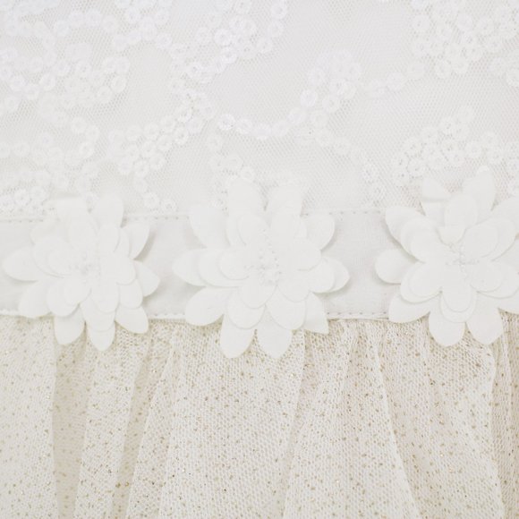 Primark "Little Stitches" Sparkly Floral Ruffled Tulle Handkerchief Hem Dress - Picture 2 of 4